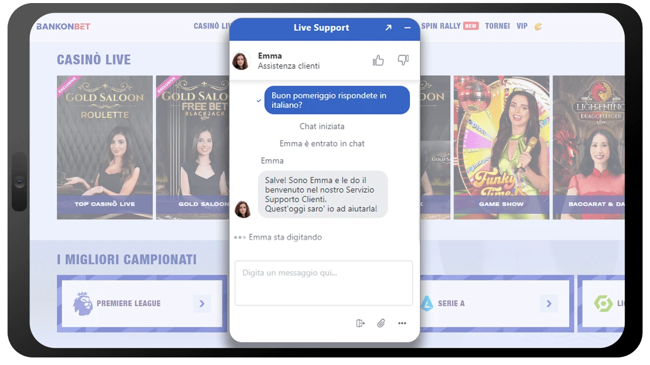 Supporto ai giocatori del casinò Bankonbet